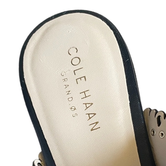 Cole Haan Raelyn Black Leather Scalloped Studded Point Toe Mules Size 6 - Picture 9 of 11